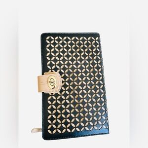 WOLF Est. 1834 Elegant Leather Black Jewelry Organizer,Laser cut “Chloe”